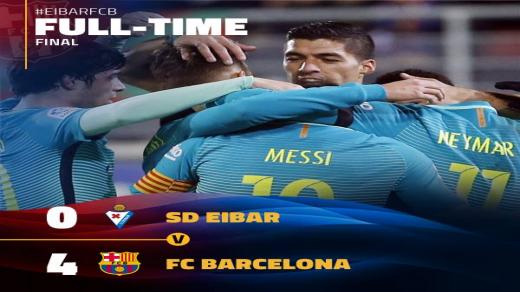 تقرير عن فوز برشلونة على ايبار برباعية نظيفة في الثاني والعشرين من يناير