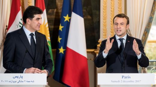 إيمانويل ماكرون يدعو الحكومة المركزية العراقية وحكومة إقليم كردستان لبدء حوار لحل المشاكل العالقة