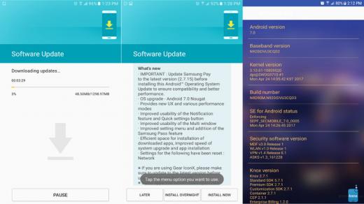 بدأ تلقي هاتف جالكسي نوت 5 تحديث Android 7.0 Nougat