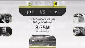 الاتحاد والنصر يلتقيان اليوم في نهائي كاس ولي العهد السعودي 2017 في العاصمة الرياض
